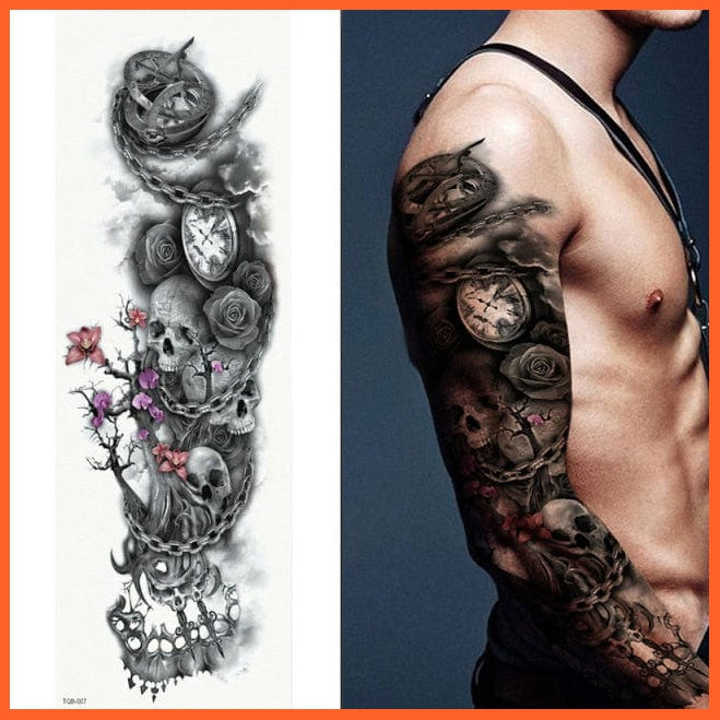 Full Arm Double Gun Female Waterproof Temporary Tattoo Stickers For Men Women | whatagift.com.au.