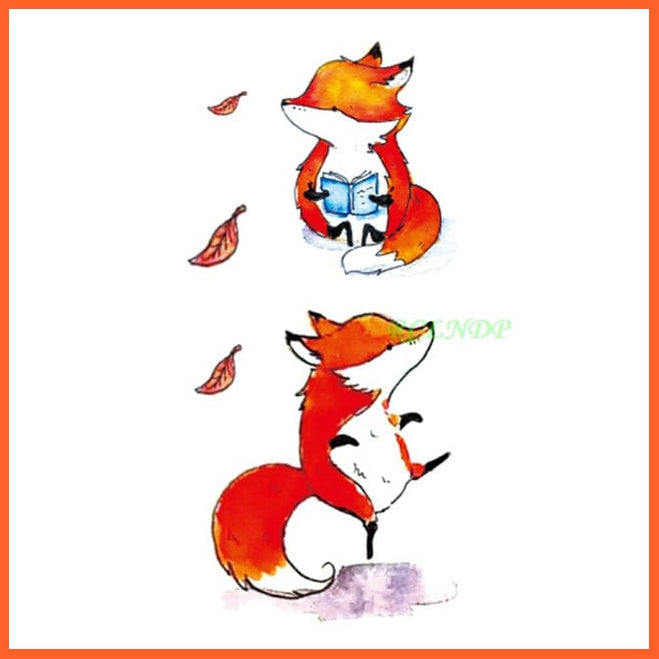 whatagift.com.au Tattoo Red Waterproof Cute squirrel fox dog rabbit owl Cat animal tattoo stickers