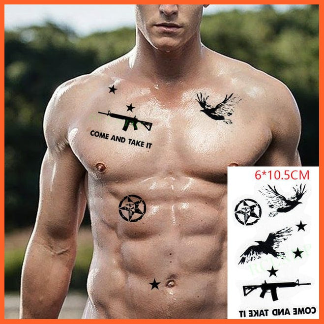 whatagift.com.au Tattoo sky blue Waterproof Temporary Tattoo Sticker black machine gun tatto flash tatoo fake tattoos for men women
