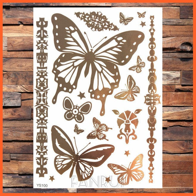 whatagift.com.au Tattoo Sun Moon Star Temporary Tattoos | Gold Metallic Tattoo Stickers