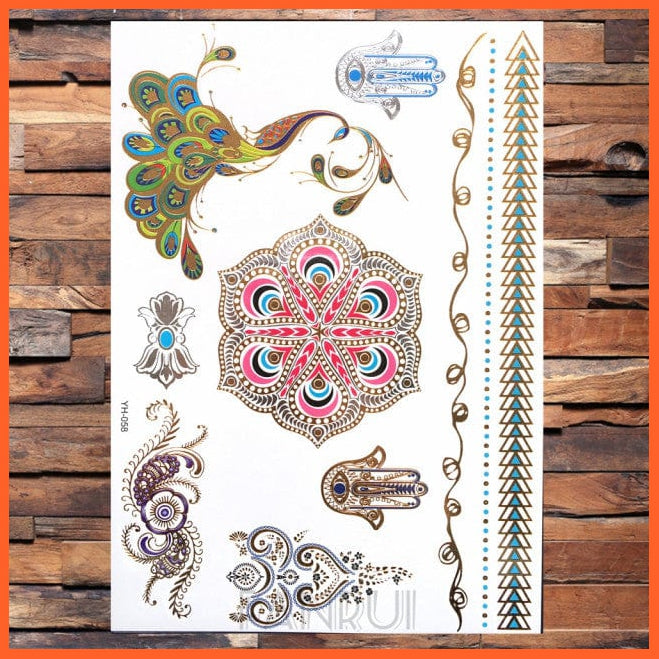 whatagift.com.au Tattoo Sun Moon Star Temporary Tattoos | Gold Metallic Tattoo Stickers