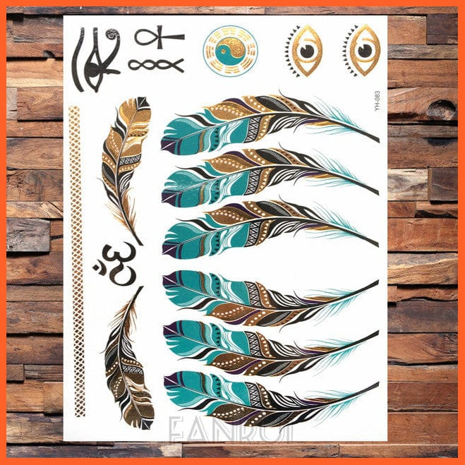 whatagift.com.au Tattoo Sun Moon Star Temporary Tattoos | Gold Metallic Tattoo Stickers