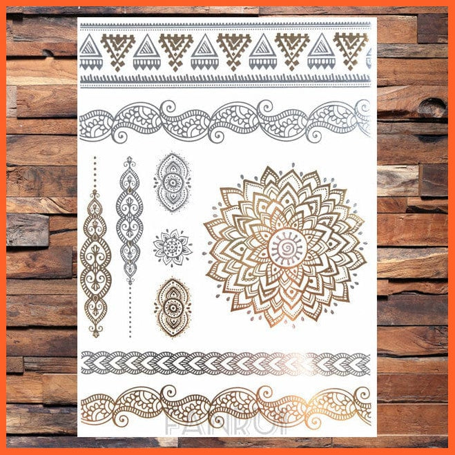 whatagift.com.au Tattoo Sun Moon Star Temporary Tattoos | Gold Metallic Tattoo Stickers