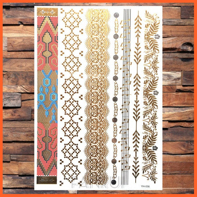 whatagift.com.au Tattoo Sun Moon Star Temporary Tattoos | Gold Metallic Tattoo Stickers