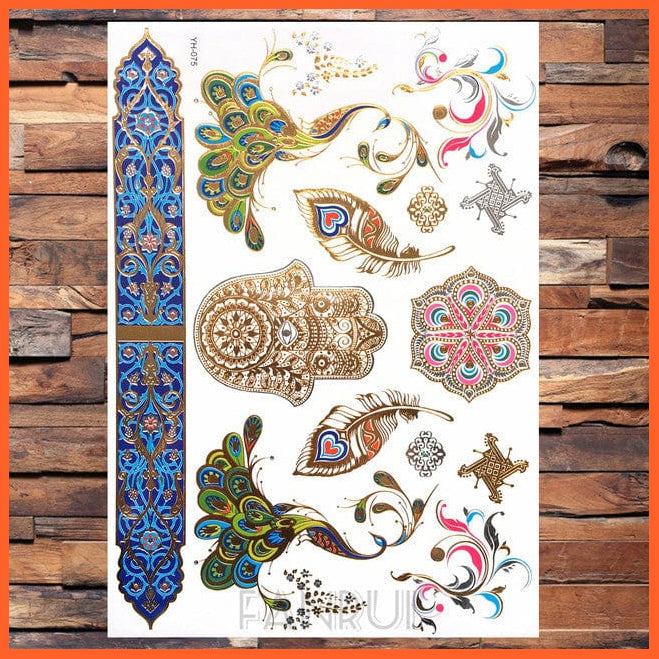 whatagift.com.au Tattoo Sun Moon Star Temporary Tattoos | Gold Metallic Tattoo Stickers