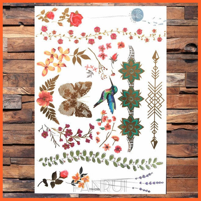 whatagift.com.au Tattoo Sun Moon Star Temporary Tattoos | Gold Metallic Tattoo Stickers