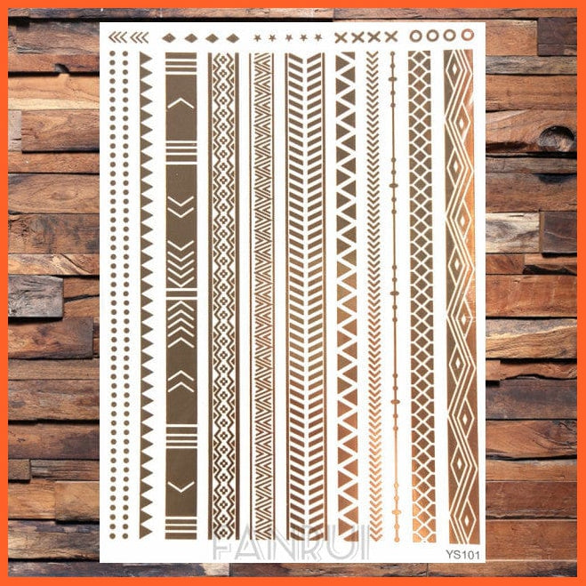 whatagift.com.au Tattoo Sun Moon Star Temporary Tattoos | Gold Metallic Tattoo Stickers