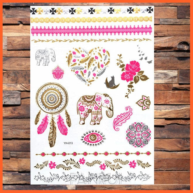 whatagift.com.au Tattoo Sun Moon Star Temporary Tattoos | Gold Metallic Tattoo Stickers