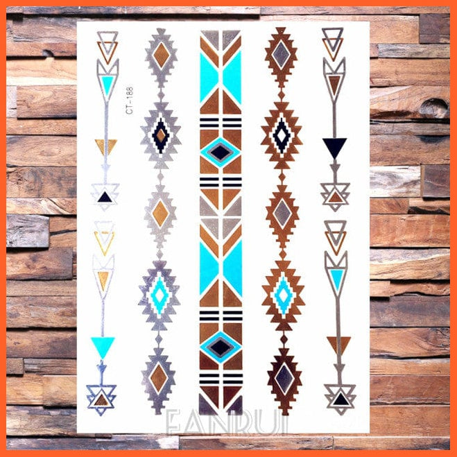 whatagift.com.au Tattoo Sun Moon Star Temporary Tattoos | Gold Metallic Tattoo Stickers