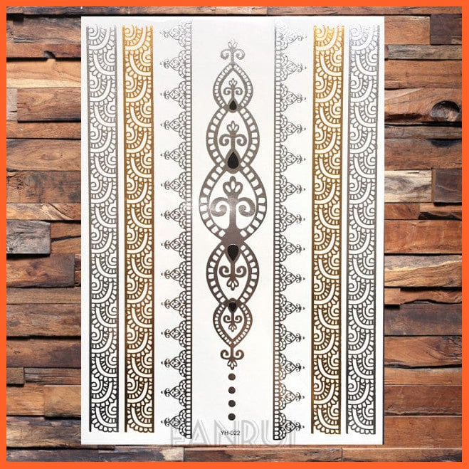 whatagift.com.au Tattoo Sun Moon Star Temporary Tattoos | Gold Metallic Tattoo Stickers