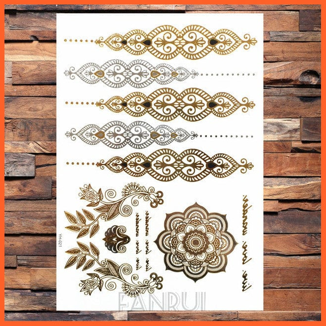 whatagift.com.au Tattoo Sun Moon Star Temporary Tattoos | Gold Metallic Tattoo Stickers