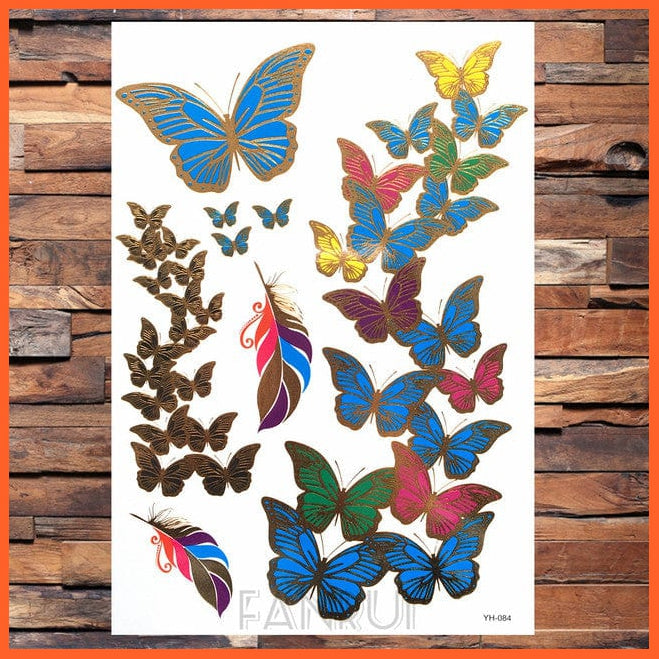 whatagift.com.au Tattoo Sun Moon Star Temporary Tattoos | Gold Metallic Tattoo Stickers