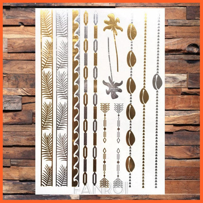 whatagift.com.au Tattoo Sun Moon Star Temporary Tattoos | Gold Metallic Tattoo Stickers