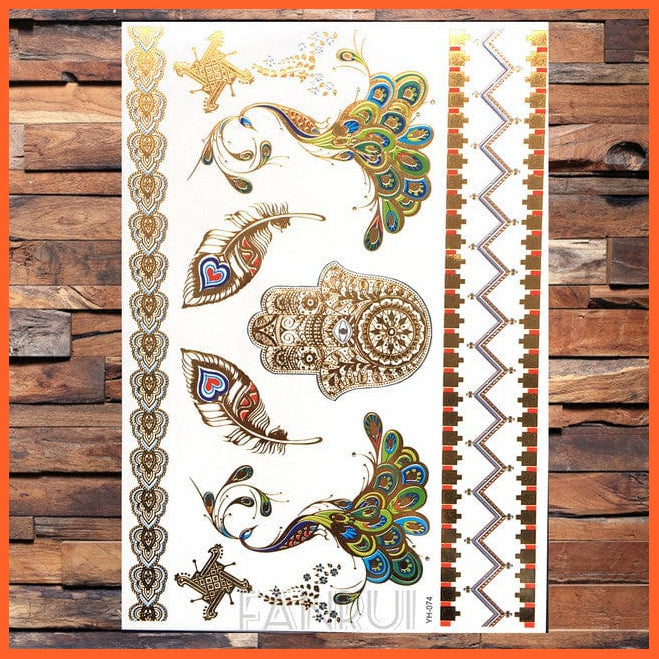 whatagift.com.au Tattoo Sun Moon Star Temporary Tattoos | Gold Metallic Tattoo Stickers