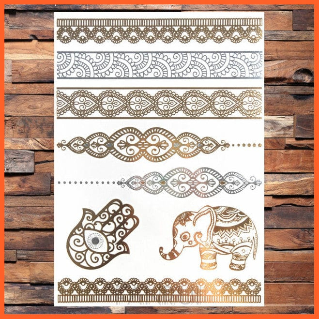whatagift.com.au Tattoo Sun Moon Star Temporary Tattoos | Gold Metallic Tattoo Stickers