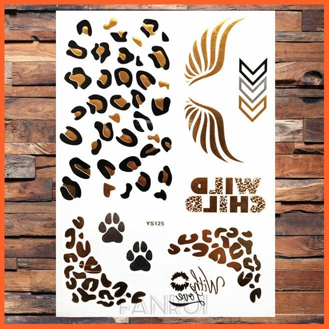 whatagift.com.au Tattoo Sun Moon Star Temporary Tattoos | Gold Metallic Tattoo Stickers
