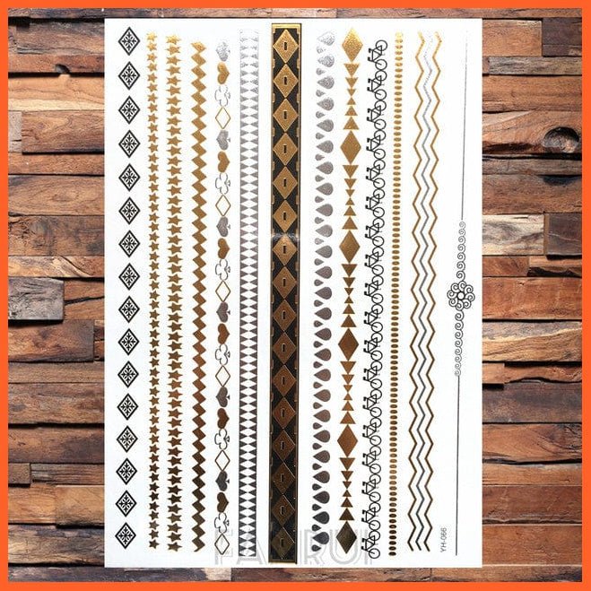 whatagift.com.au Tattoo Sun Moon Star Temporary Tattoos | Gold Metallic Tattoo Stickers