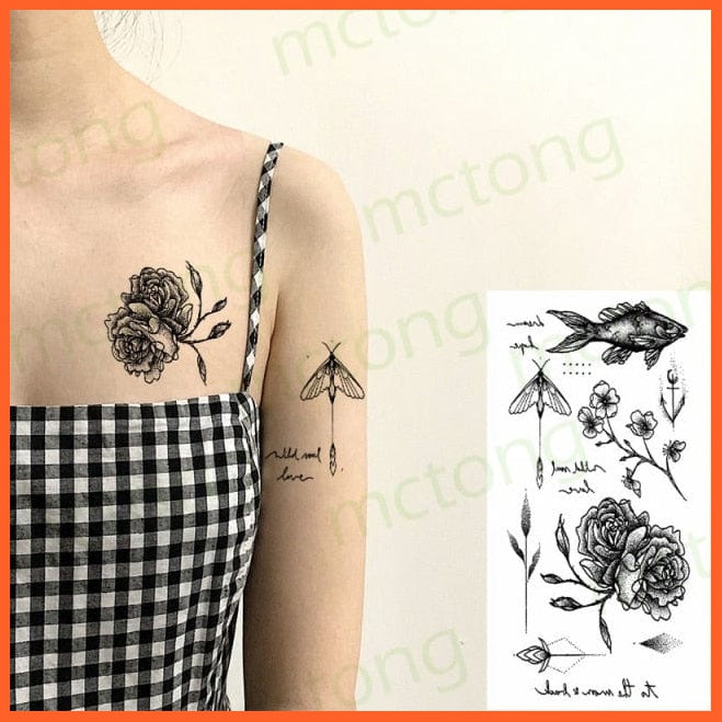 Waterproof Temporary Tattoo Sticker | 3D Butterfly Fake Tattoo | Flash Snake Feather Tattoo Body Art Rose For Girl Women Men | whatagift.com.au.