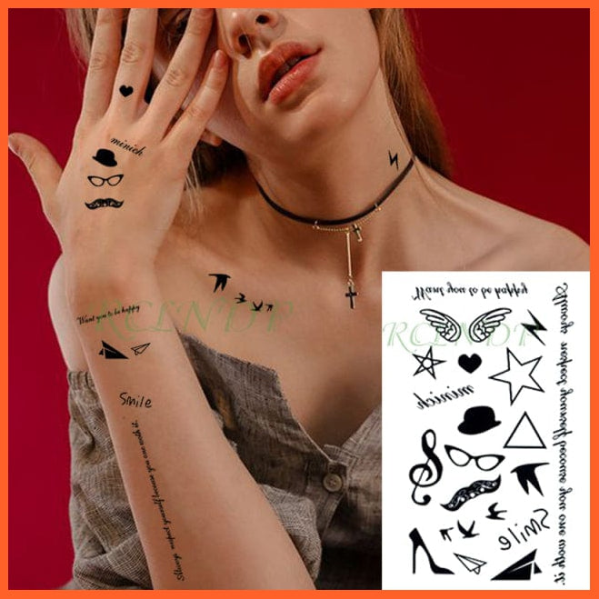 whatagift.com.au Tattoo Tea brown Waterproof Temporary Tattoo Sticker black machine gun tatto flash tatoo fake tattoos for men women