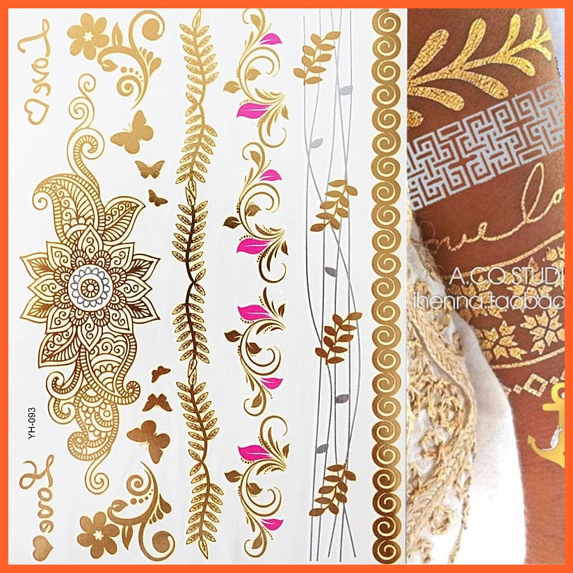 Temporary Tattoos Gold Silver Metallic Body Art Stickers | Arm Body Tattoo Cool Bracelet Style Girl Diy Golden Flash Tattoos | whatagift.com.au.