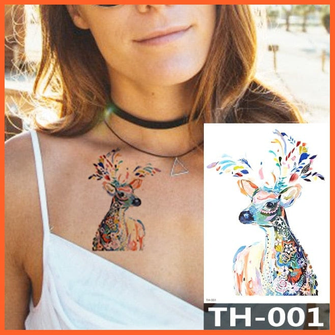 1Pcs Temporary Tattoo Sticker | Fox King Owl Totem Large Arm Body Art Sticker For Men Women | whatagift.com.au.