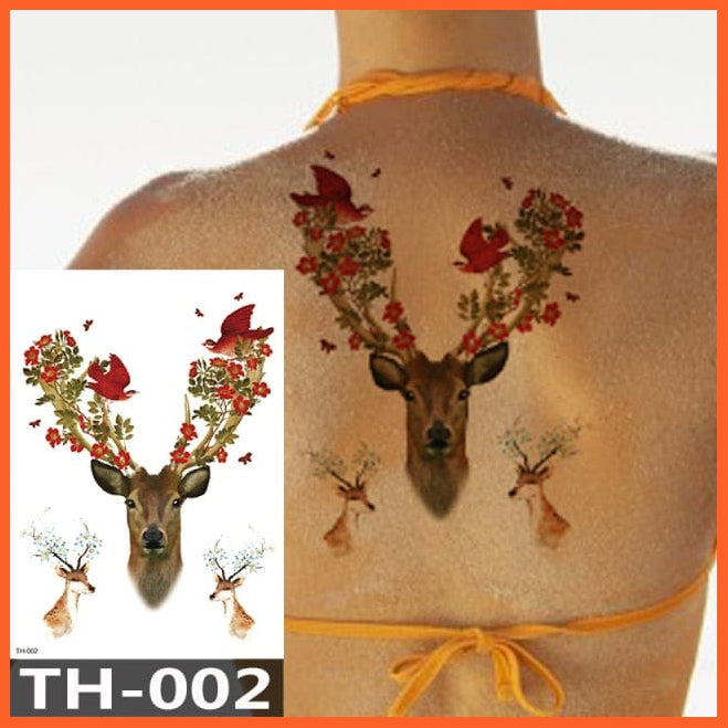 1Pcs Temporary Tattoo Sticker | Fox King Owl Totem Large Arm Body Art Sticker For Men Women | whatagift.com.au.