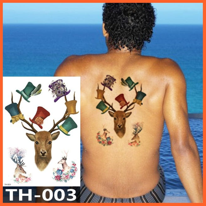 1Pcs Temporary Tattoo Sticker | Fox King Owl Totem Large Arm Body Art Sticker For Men Women | whatagift.com.au.