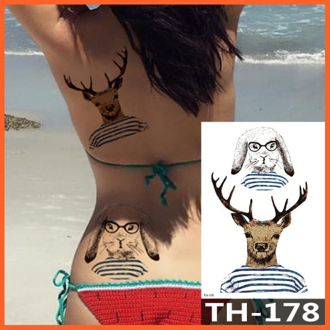 1Pcs Temporary Tattoo Sticker | Fox King Owl Totem Large Arm Body Art Sticker For Men Women | whatagift.com.au.