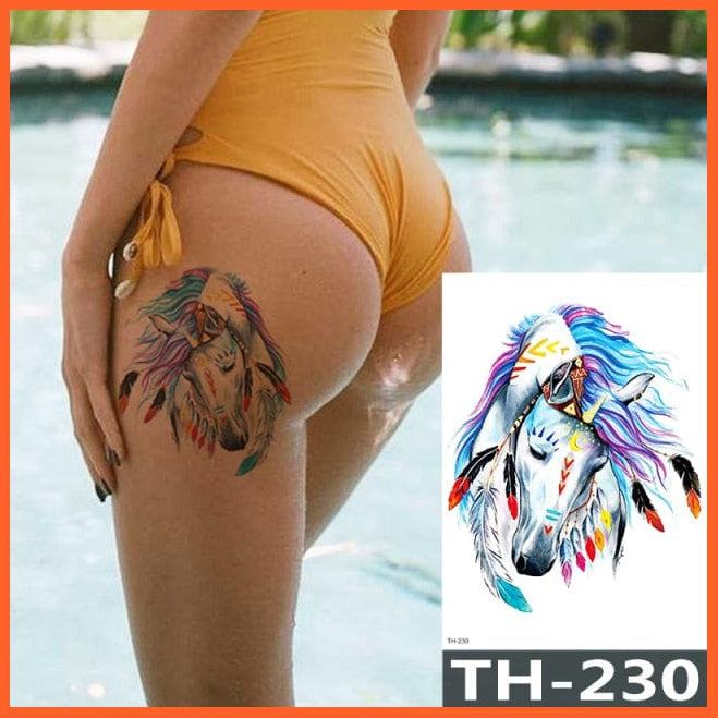 1Pcs Temporary Tattoo Sticker | Fox King Owl Totem Large Arm Body Art Sticker For Men Women | whatagift.com.au.