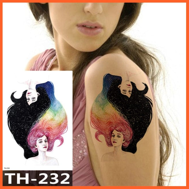 1Pcs Temporary Tattoo Sticker | Fox King Owl Totem Large Arm Body Art Sticker For Men Women | whatagift.com.au.