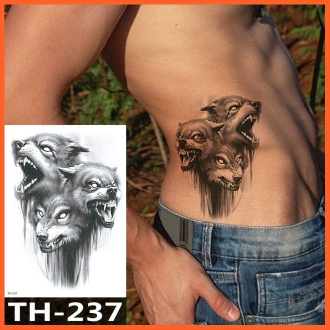 1Pcs Temporary Tattoo Sticker | Fox King Owl Totem Large Arm Body Art Sticker For Men Women | whatagift.com.au.