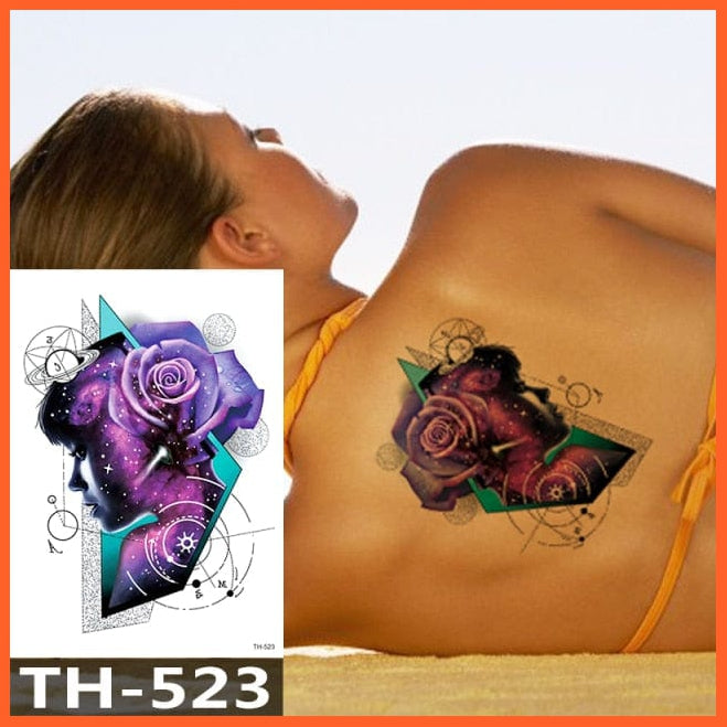 1Pcs Temporary Tattoo Sticker | Fox King Owl Totem Large Arm Body Art Sticker For Men Women | whatagift.com.au.