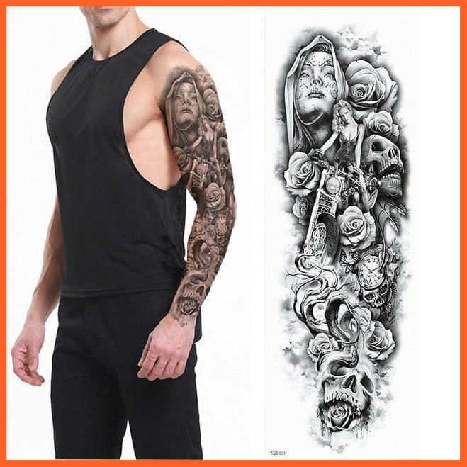 Full Arm Double Gun Female Waterproof Temporary Tattoo Stickers For Men Women | whatagift.com.au.