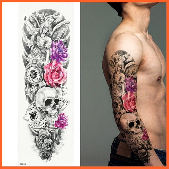 Full Arm Double Gun Female Waterproof Temporary Tattoo Stickers For Men Women | whatagift.com.au.