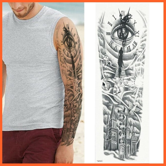 Full Arm Double Gun Female Waterproof Temporary Tattoo Stickers For Men Women | whatagift.com.au.