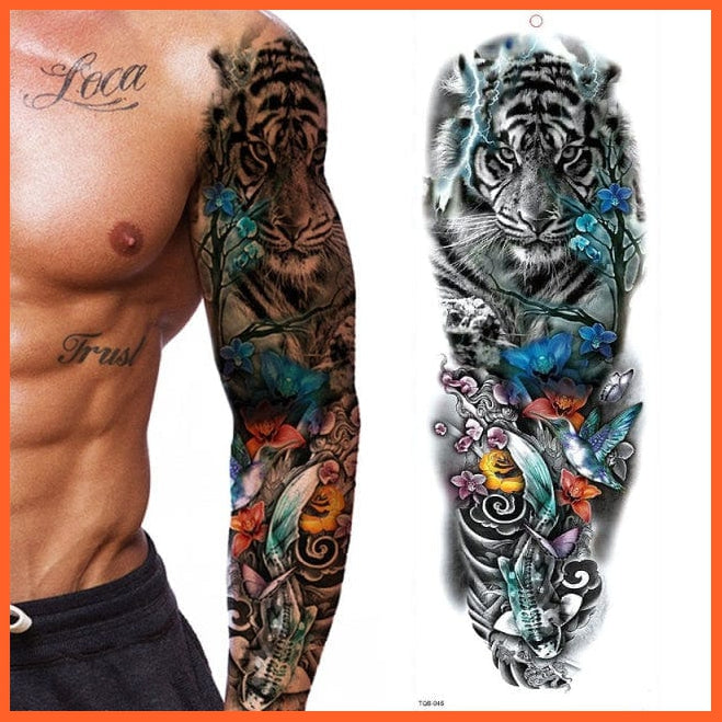 Full Arm Double Gun Female Waterproof Temporary Tattoo Stickers For Men Women | whatagift.com.au.