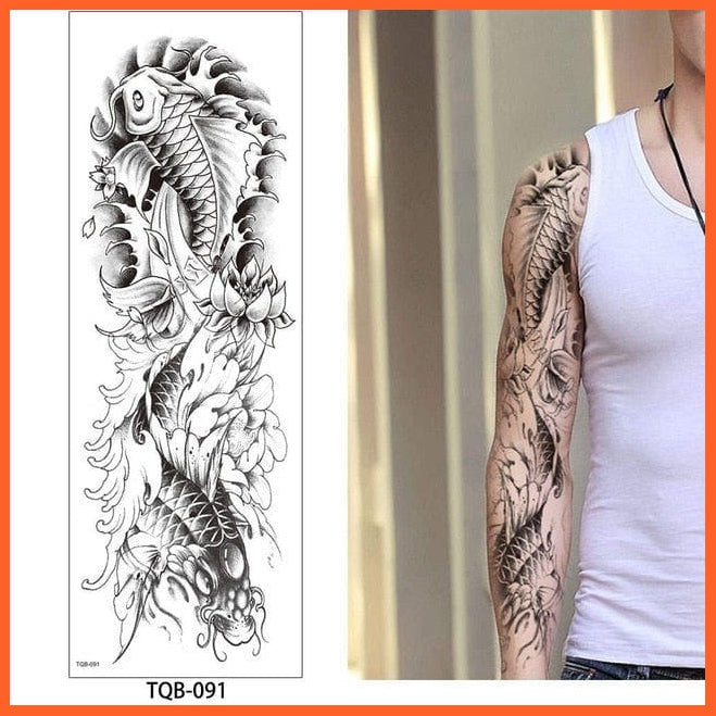 Full Arm Double Gun Female Waterproof Temporary Tattoo Stickers For Men Women | whatagift.com.au.