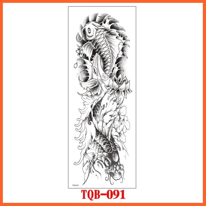 Full Sleeve Arm Temporary Tattoos | Oriental Dragon Lotus Flowers Body Art Stickers | whatagift.com.au.