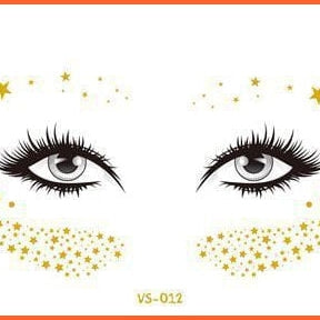 whatagift.com.au Tattoo TY814 New Gold Face Temporary Tattoo | Waterproof Blocked Freckles Eye Stickers