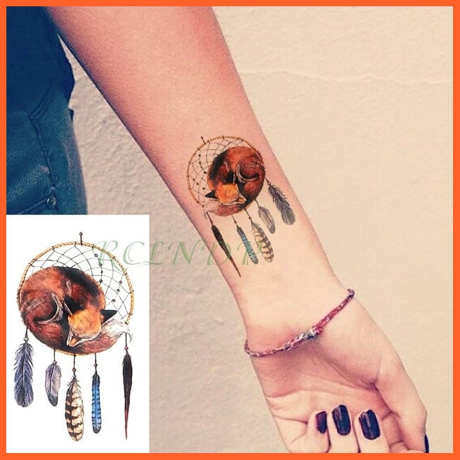 whatagift.com.au Tattoo violet Waterproof Cute squirrel fox dog rabbit owl Cat animal tattoo stickers