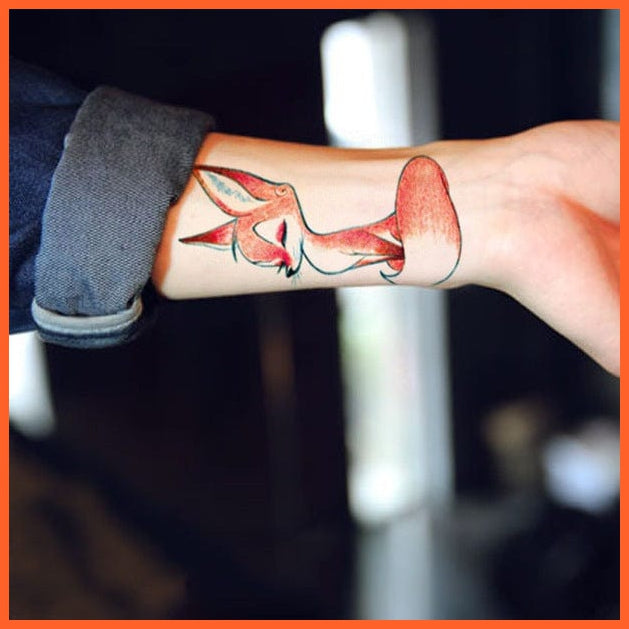 whatagift.com.au Tattoo Waterproof Cute squirrel fox dog rabbit owl Cat animal tattoo stickers
