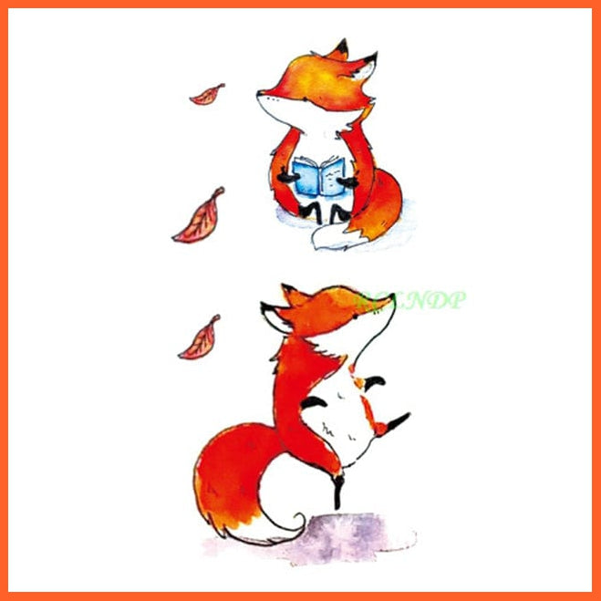 whatagift.com.au Tattoo Waterproof Cute squirrel fox dog rabbit owl Cat animal tattoo stickers