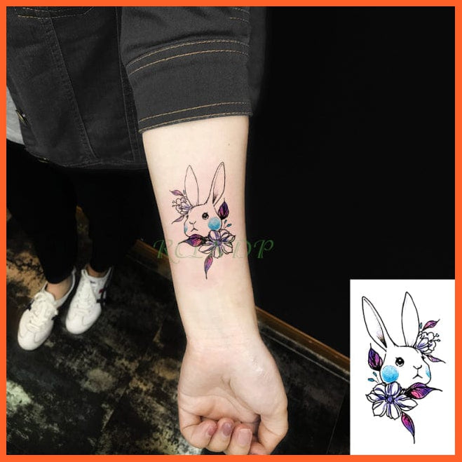 whatagift.com.au Tattoo Waterproof Cute squirrel fox dog rabbit owl Cat animal tattoo stickers