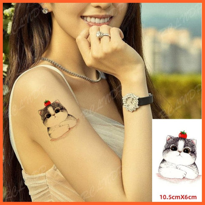 whatagift.com.au Tattoo Waterproof Cute squirrel fox dog rabbit owl Cat animal tattoo stickers