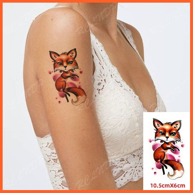 whatagift.com.au Tattoo Waterproof Cute squirrel fox dog rabbit owl Cat animal tattoo stickers