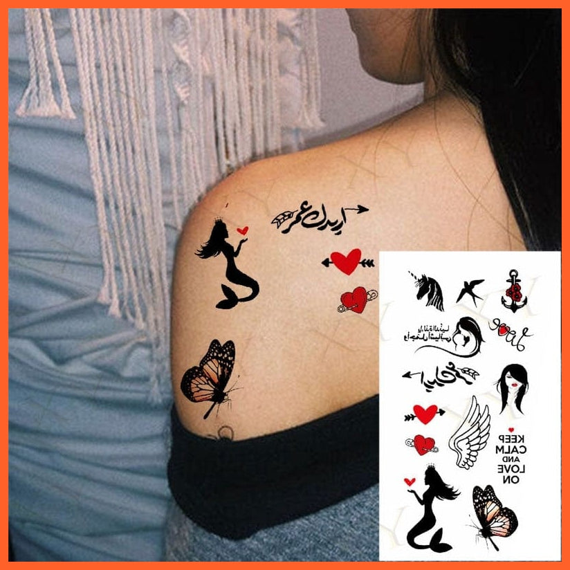 Waterproof Temporary Tattoo Sticker | 3D Butterfly Fake Tattoo | Flash Snake Feather Tattoo Body Art Rose For Girl Women Men | whatagift.com.au.