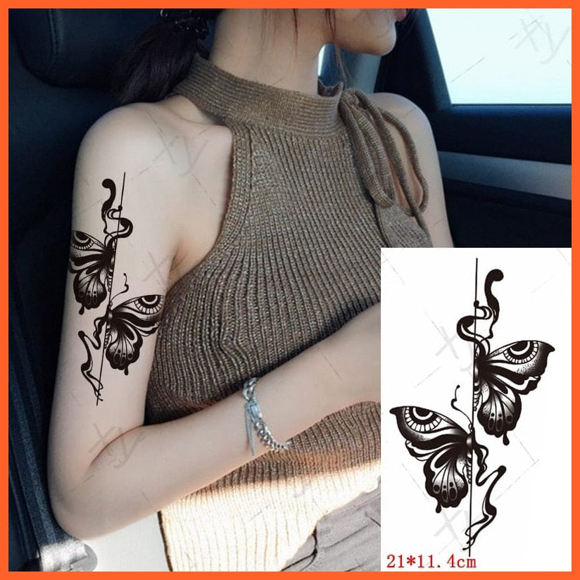 Waterproof Temporary Tattoo Sticker | 3D Butterfly Fake Tattoo | Flash Snake Feather Tattoo Body Art Rose For Girl Women Men | whatagift.com.au.