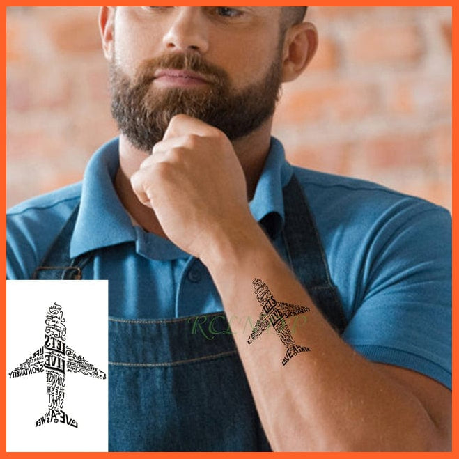whatagift.com.au Tattoo Waterproof Temporary Tattoo Sticker black machine gun tatto flash tatoo fake tattoos for men women