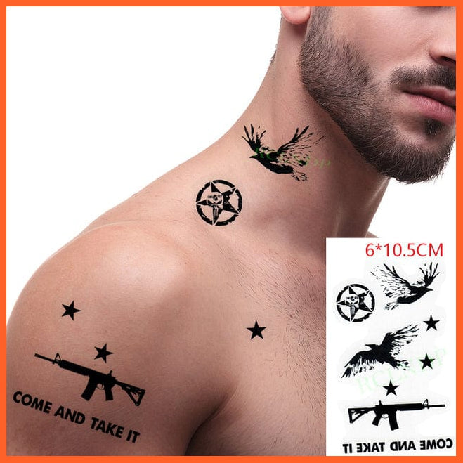 whatagift.com.au Tattoo Waterproof Temporary Tattoo Sticker black machine gun tatto flash tatoo fake tattoos for men women