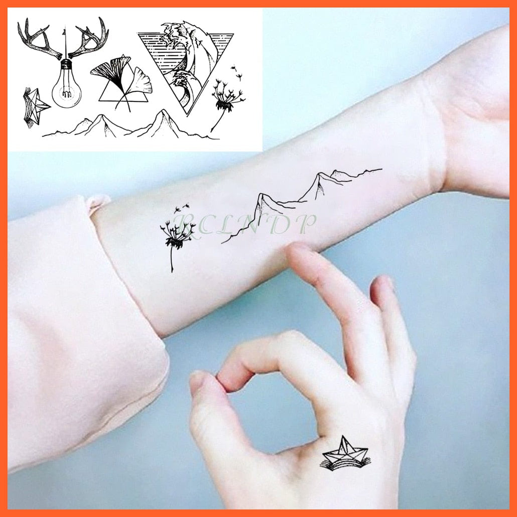 Waterproof Temporary Tattoo Sticker | For Ear Finger Music Note Bird Stars Line Streak Flash Tattoo For Women Girls | whatagift.com.au.